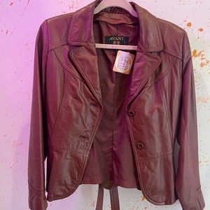 Avant Garde Burgundy Vintage Leather jacket size 7/8